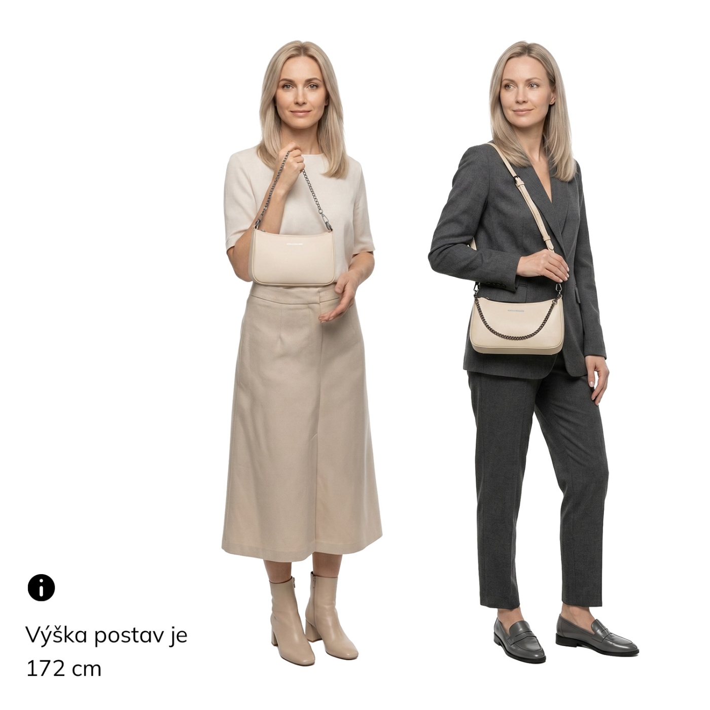 Kožená kabelka cez rameno Noelia Bolger materiál kože zapínanie na zips farba béžová veľkosť malá NB 0084 BE Na postave