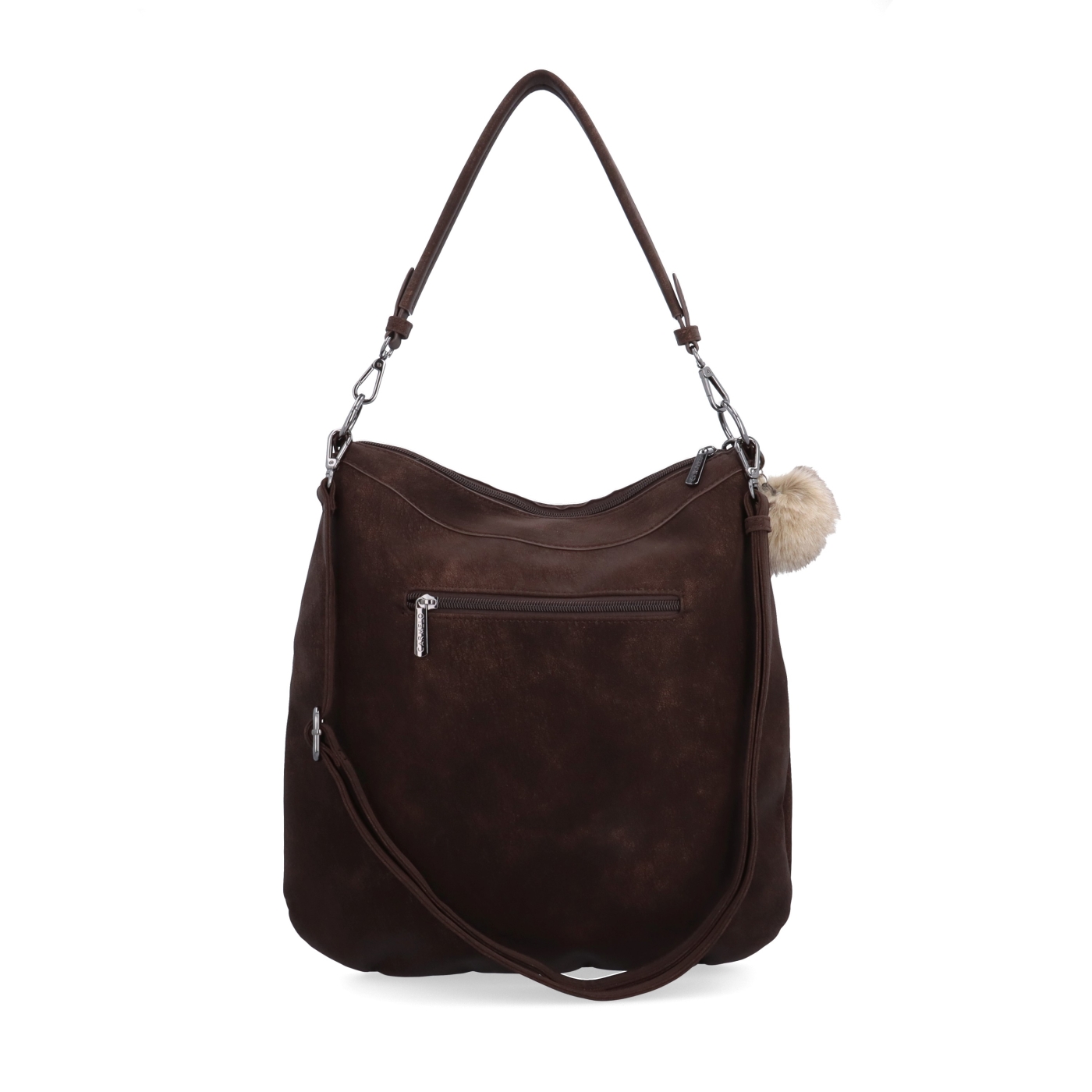 Praktická kabelka cez rameno aj crossbody s prešívaním Carmelo materiál syntetická koža zapínanie na zips farba hnedá veľkosť stredná 4656 H Zozadu