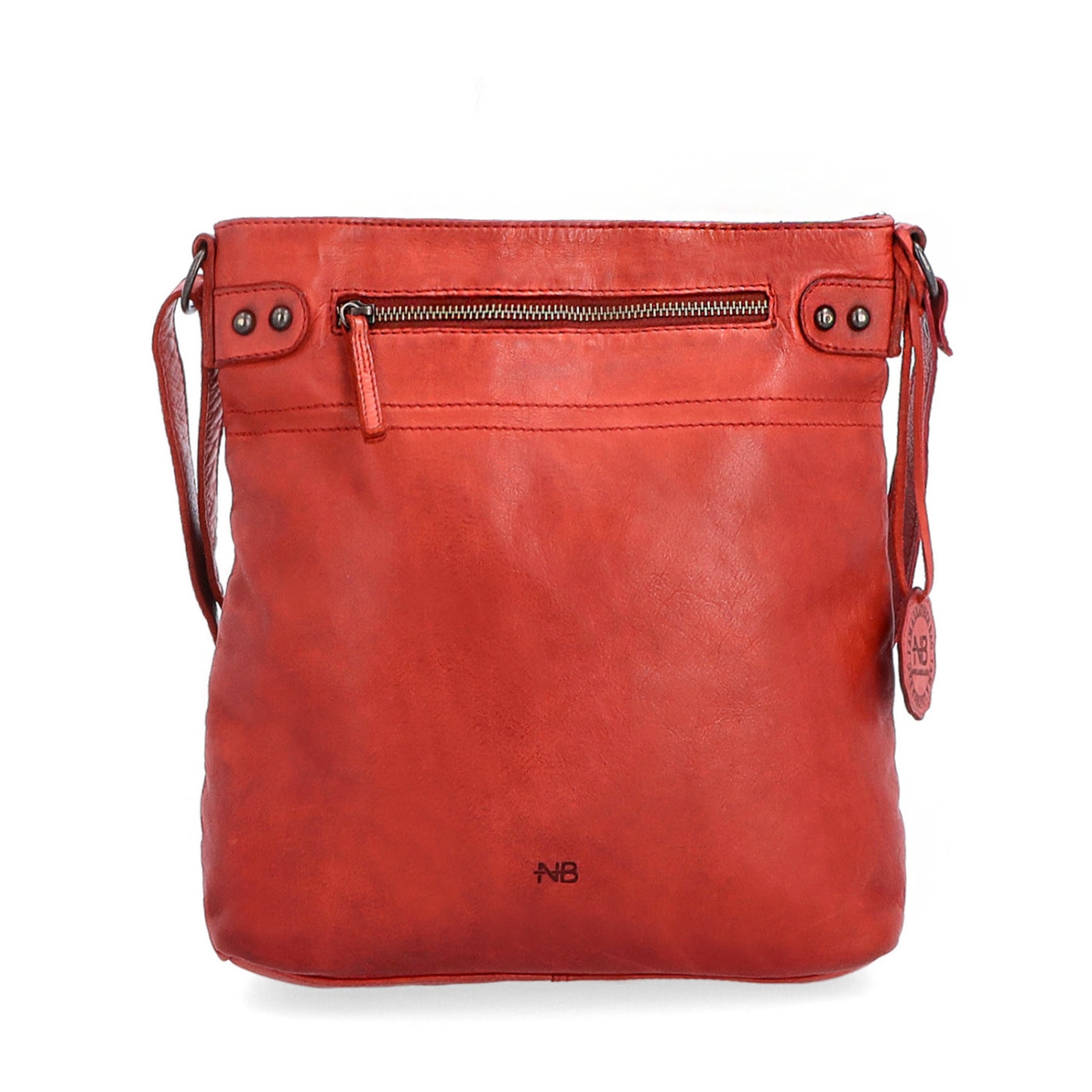 Kožená vintage crossbody s vreckami Noelia Bolger materiál kože zapínanie na zips farba červená veľkosť stredná NB 2006 CV Spredu