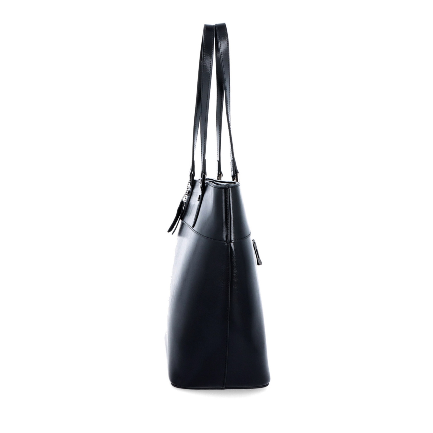 Kožená shopper kabelka Noelia Bolger materiál kože farba čierna veľkosť veľká NB 0076 C Z boku