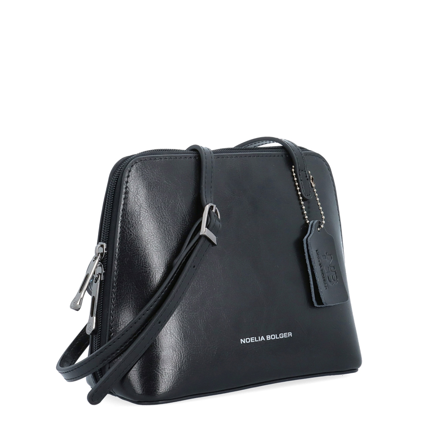 Kožená crossbody kabelka s premysleným členením Noelia Bolger materiál kože zapínanie na zips farba čierna veľkosť malá NB 0115 C