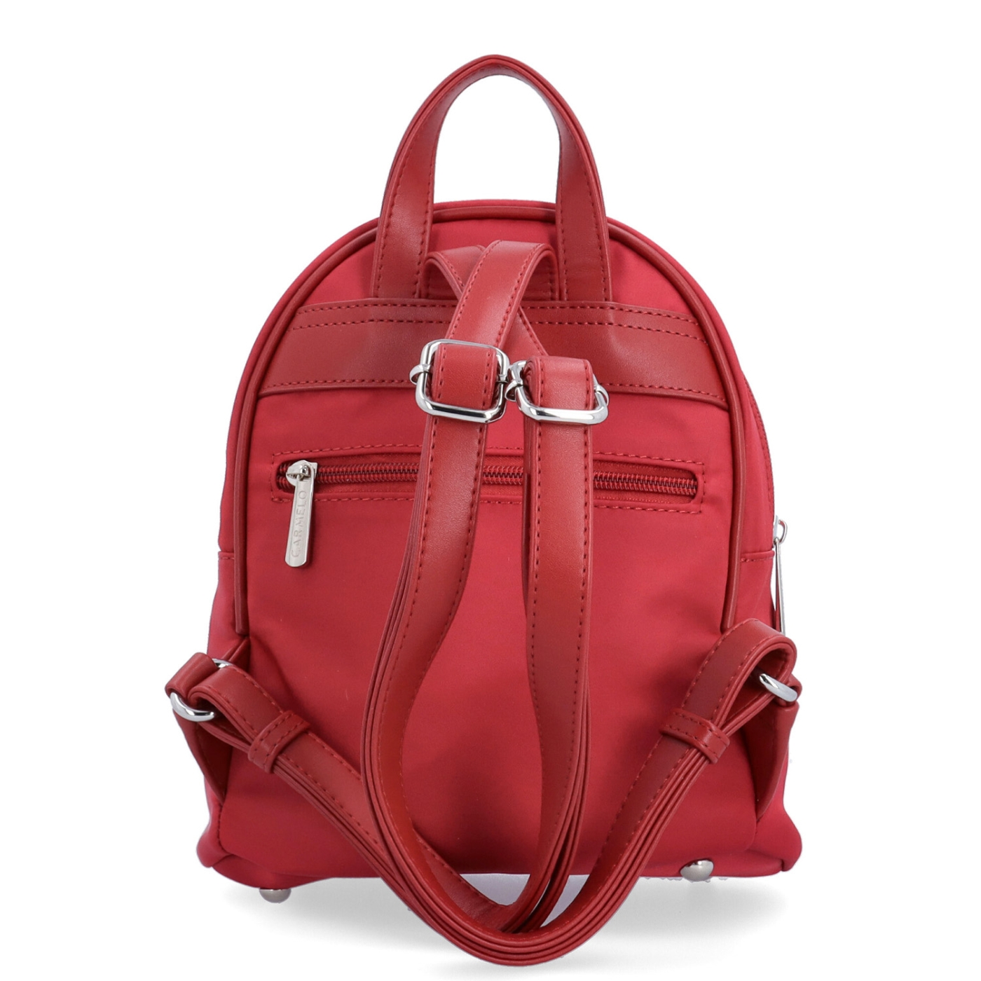 Malý nylonový batoh pre ženy Carmelo materiál nylon zapínanie na zips farba červená veľkosť malá 6604 CV Zozadu