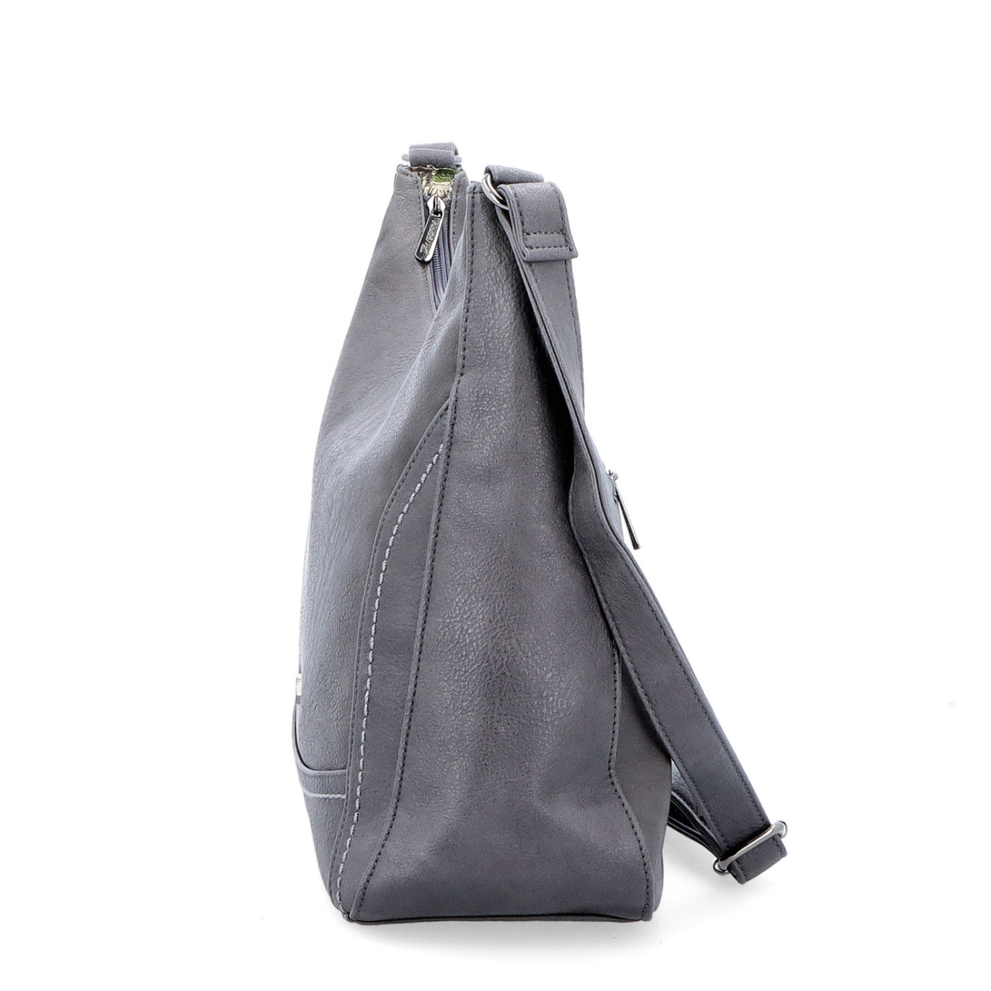Mestská crossbody kabelka zo syntetickej kože Tangerin materiál syntetická koža zapínanie na zips farba sivá veľkosť stredná 8046 TS Z boku