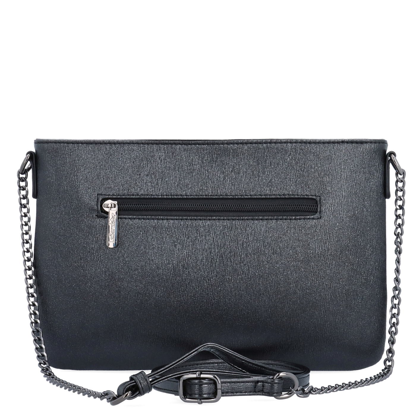 Elegantná crossbody kabelka s jemným leskom Le Sands materiál syntetická koža zapínanie na zips farba čierna veľkosť malá 4608 C Zozadu