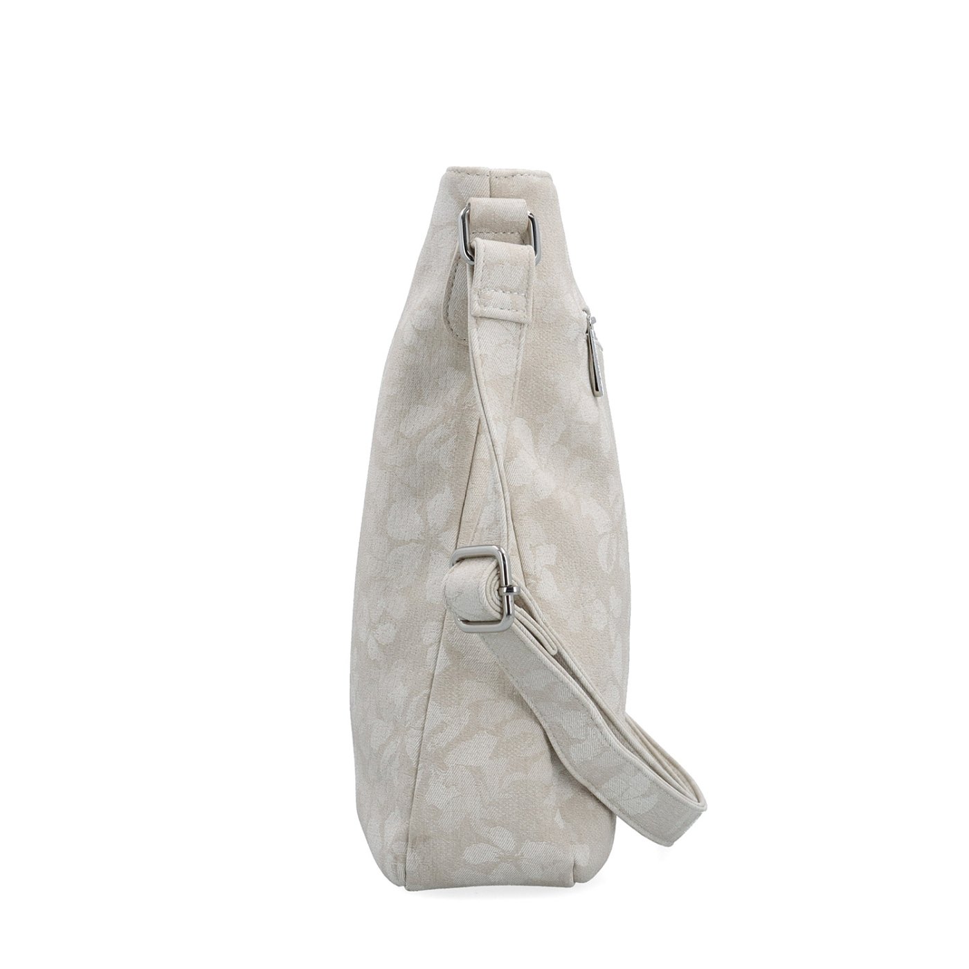 Crossbody kabelka s jemným kvetinovým vzorom Carmelo materiál syntetická koža zapínanie na zips farba béžová veľkosť stredná 4601 BE Z boku