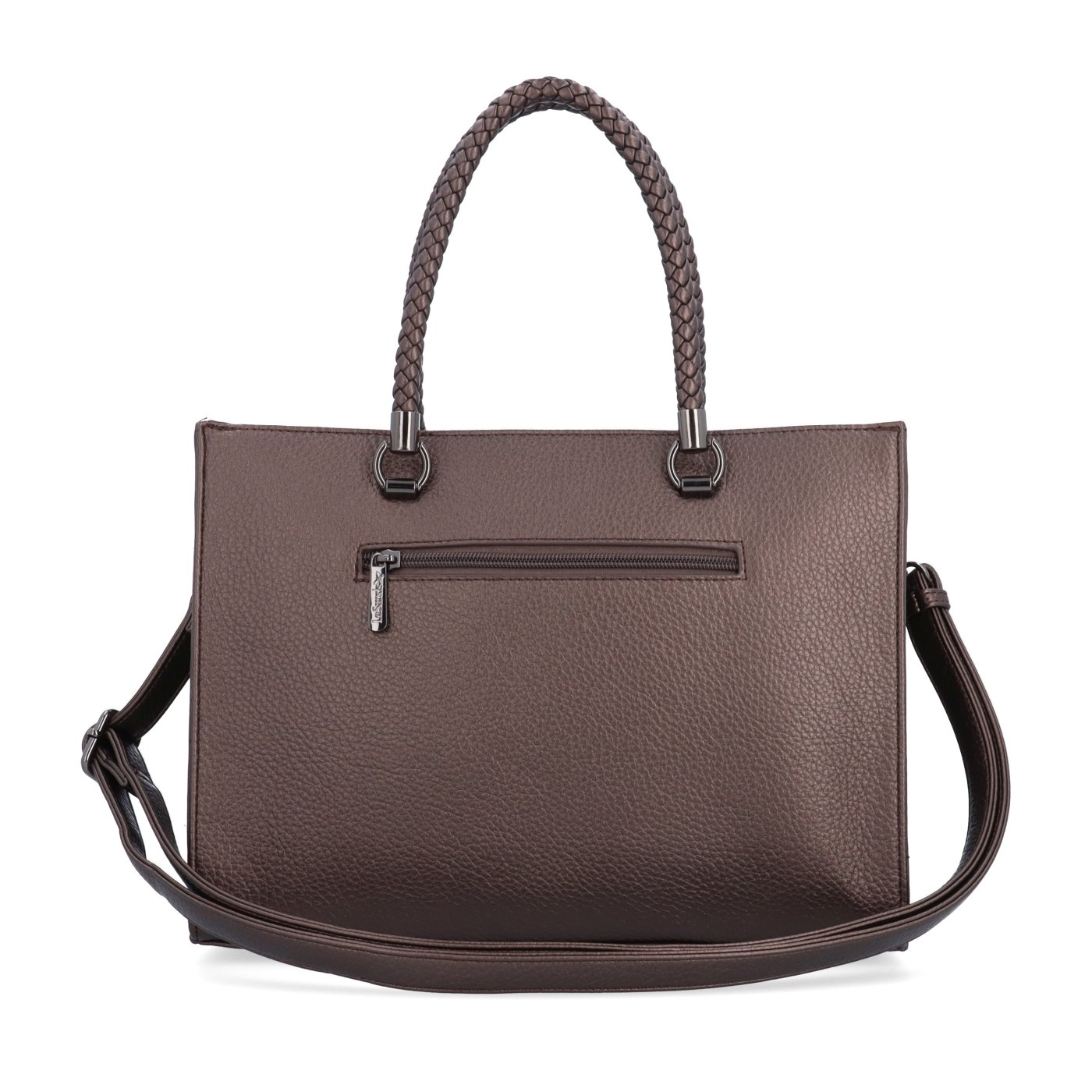 Dámska kabelka s odnímateľným crossbody popruhom Le Sands materiál syntetická koža zapínanie na zips farba metalíza veľkosť stredná 4648 BR Zozadu