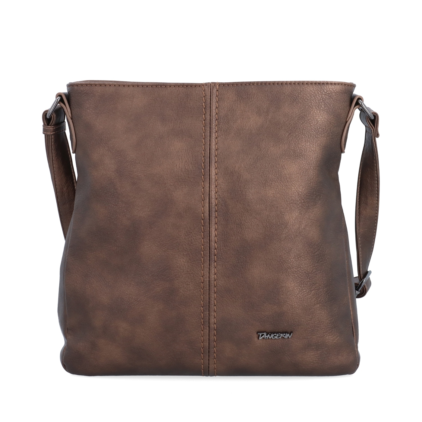 Crossbody kabelka s jednoduchým prešívaním Tangerin materiál syntetická koža zapínanie na zips farba metalíza veľkosť stredná 8003 BR Spredu