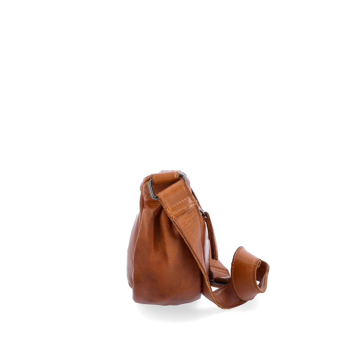 Kožená moonbag kabelka cez rameno Noelia Bolger materiál kože zapínanie na zips farba koňaková veľkosť malá NB 2412 KO Z boku