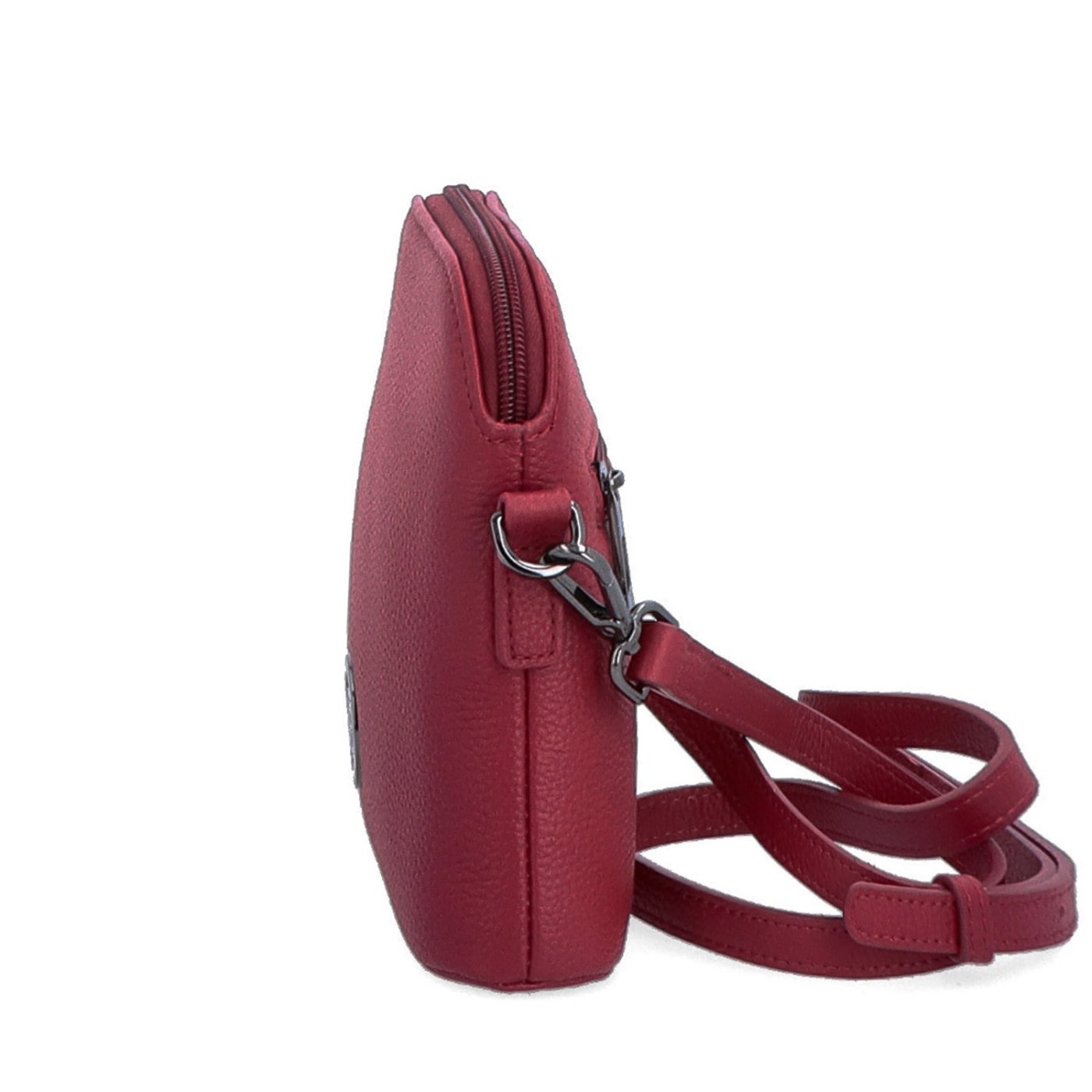Malá kožená crossbody kabelka Noelia Bolger materiál kože zapínanie na zips farba červená veľkosť malá NB 3017 CV Z boku
