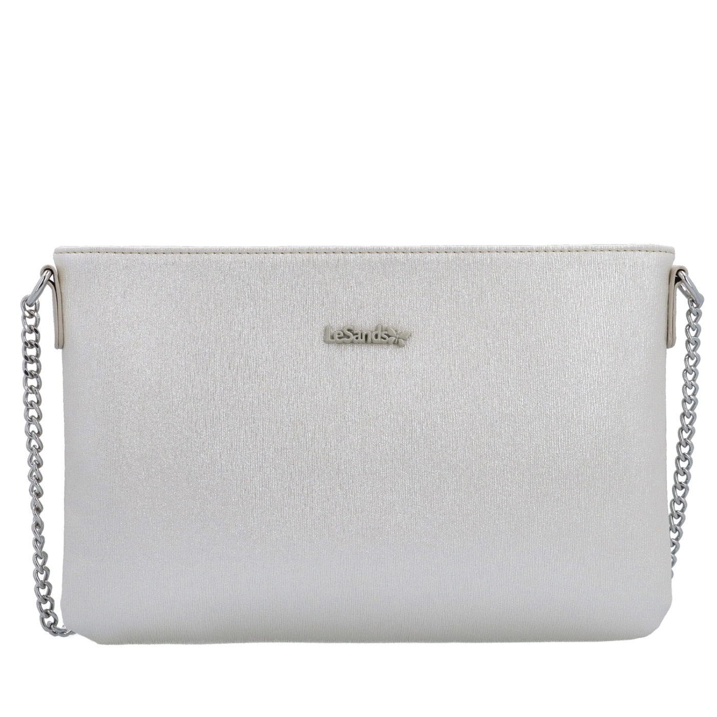 Elegantná crossbody kabelka s jemným leskom Le Sands materiál syntetická koža zapínanie na zips farba béžová veľkosť malá 4608 PRL Spredu