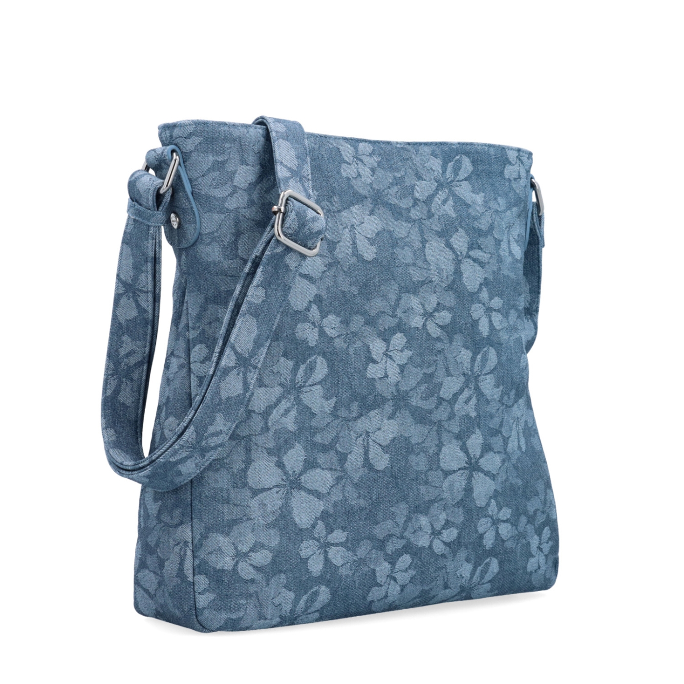 Crossbody kabelka s jemným kvetinovým vzorom Carmelo materiál syntetická koža zapínanie na zips farba modrá veľkosť stredná 4601 M