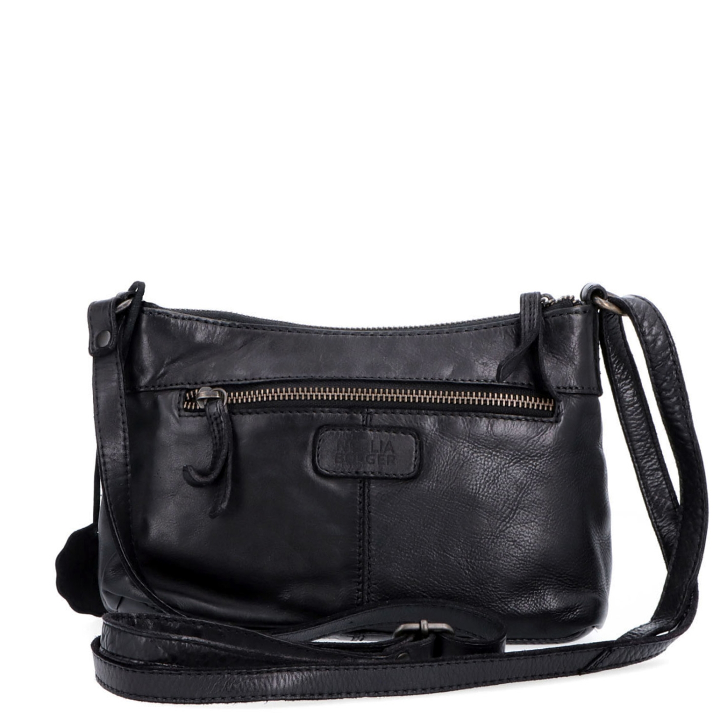 Praktická kožená crossbody na každý deň Noelia Bolger materiál kože zapínanie na zips farba čierna veľkosť malá NB 2406 C Zozadu