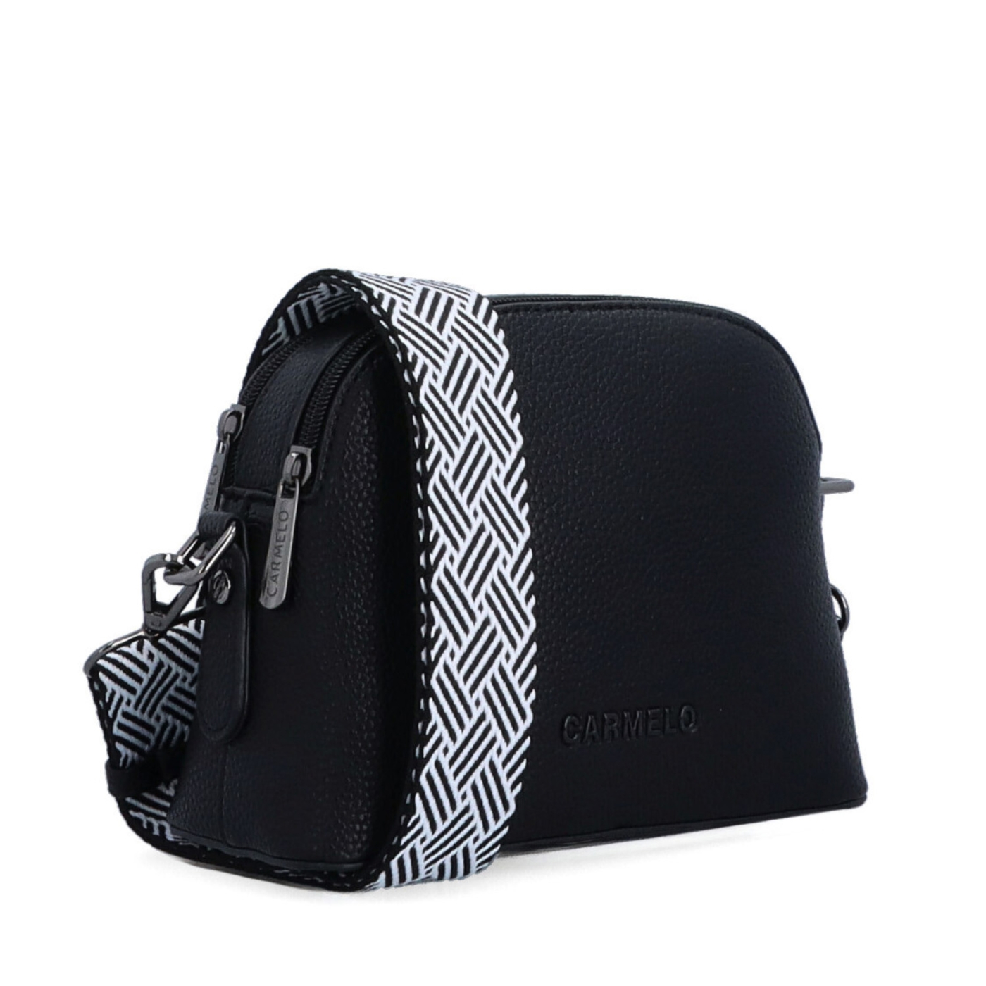 Malá crossbody kabelka so širokým popruhom Carmelo materiál syntetická koža zapínanie na zips farba čierna veľkosť malá 4355 C