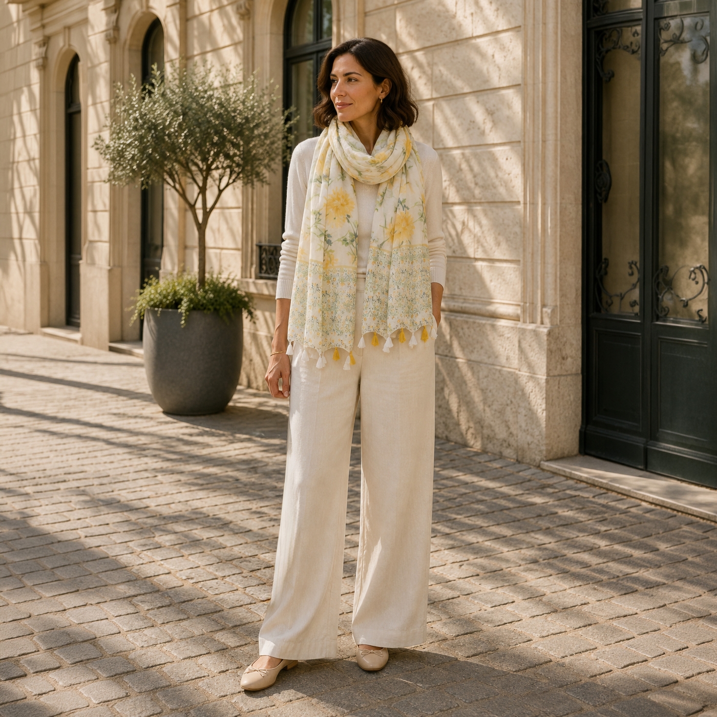 Ľahká šatka s originálnym vzorom Noelia Bolger materiál Viskóza a bavlna farba multicolor KL506 - 08