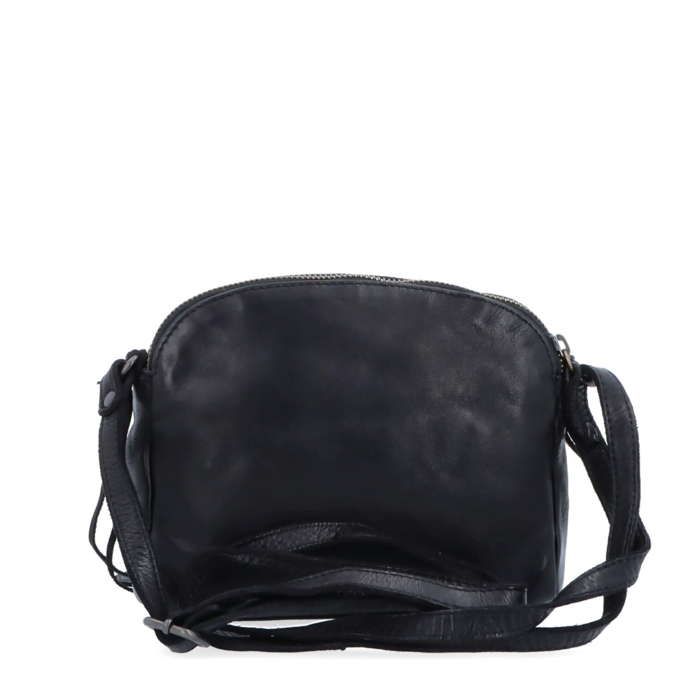 Kvalitná kožená crossbody kabelka Noelia Bolger materiál kože zapínanie na zips farba čierna veľkosť malá NB 2408 C Zozadu