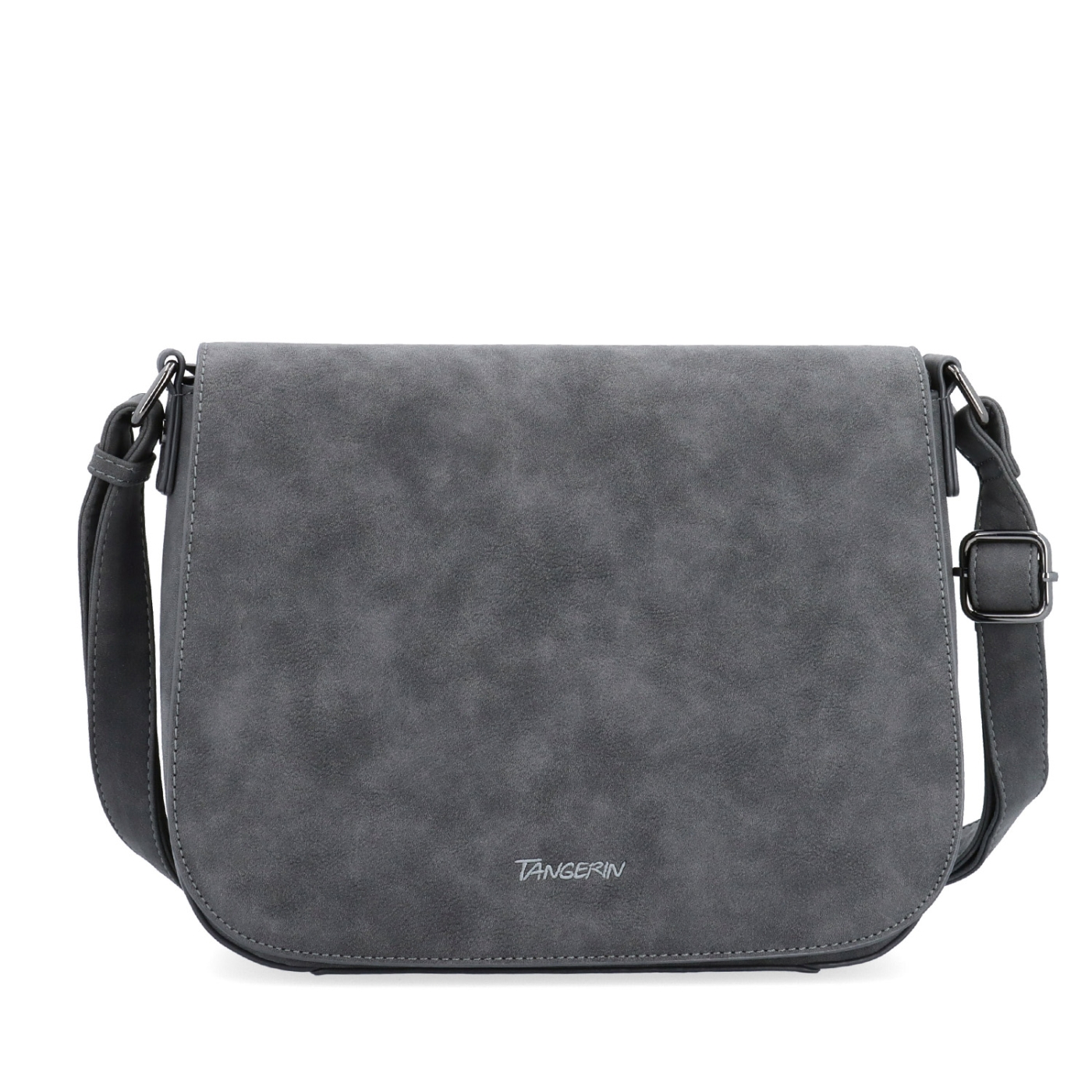 Elegantná crossbody kabelka s chlopňou Tangerin materiál syntetická koža zapínanie na zips farba sivá veľkosť stredná 1115 ANT Spredu