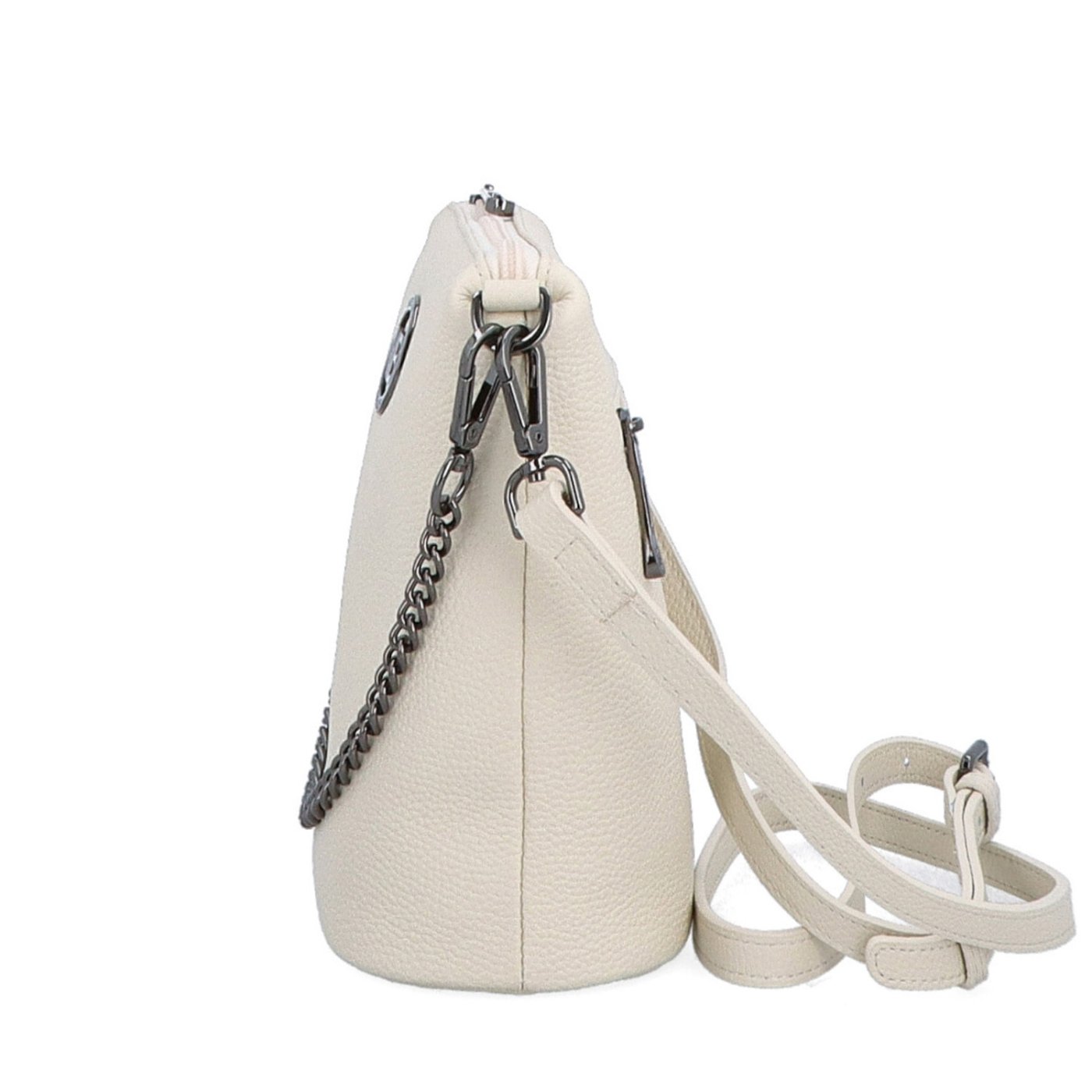 Malá kožená crossbody kabelka s výraznou retiazkou Noelia Bolger materiál kože zapínanie na zips farba béžová veľkosť malá NB 3016 K Z boku