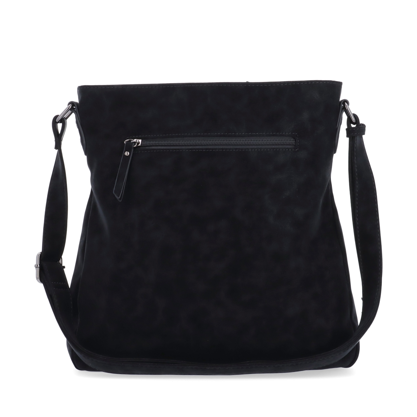 Štýlová crossbody kabelka s čistým dizajnom Tangerin materiál syntetická koža zapínanie na zips farba čierna veľkosť stredná 1101 C Zozadu