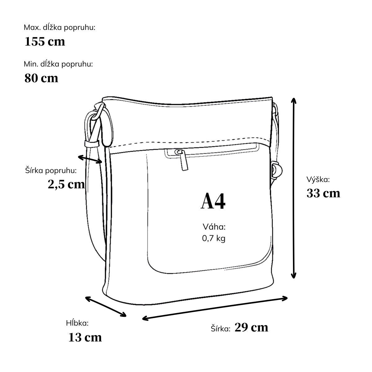 Crossbody kabelka s predným a zadným vreckom Tangerin materiál syntetická koža zapínanie na zips farba modrá veľkosť stredná 8036 TM Rozmery