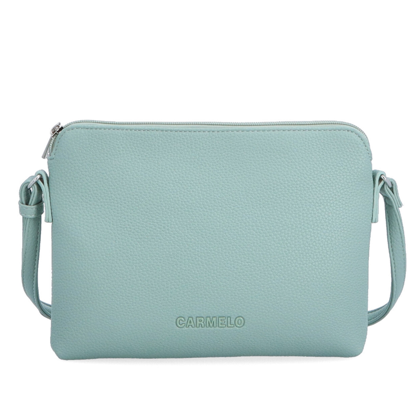 Minimalistická crossbody kabelka zo syntetiky Carmelo materiál syntetická koža zapínanie na zips farba zelená veľkosť malá 4333 SZE Spredu