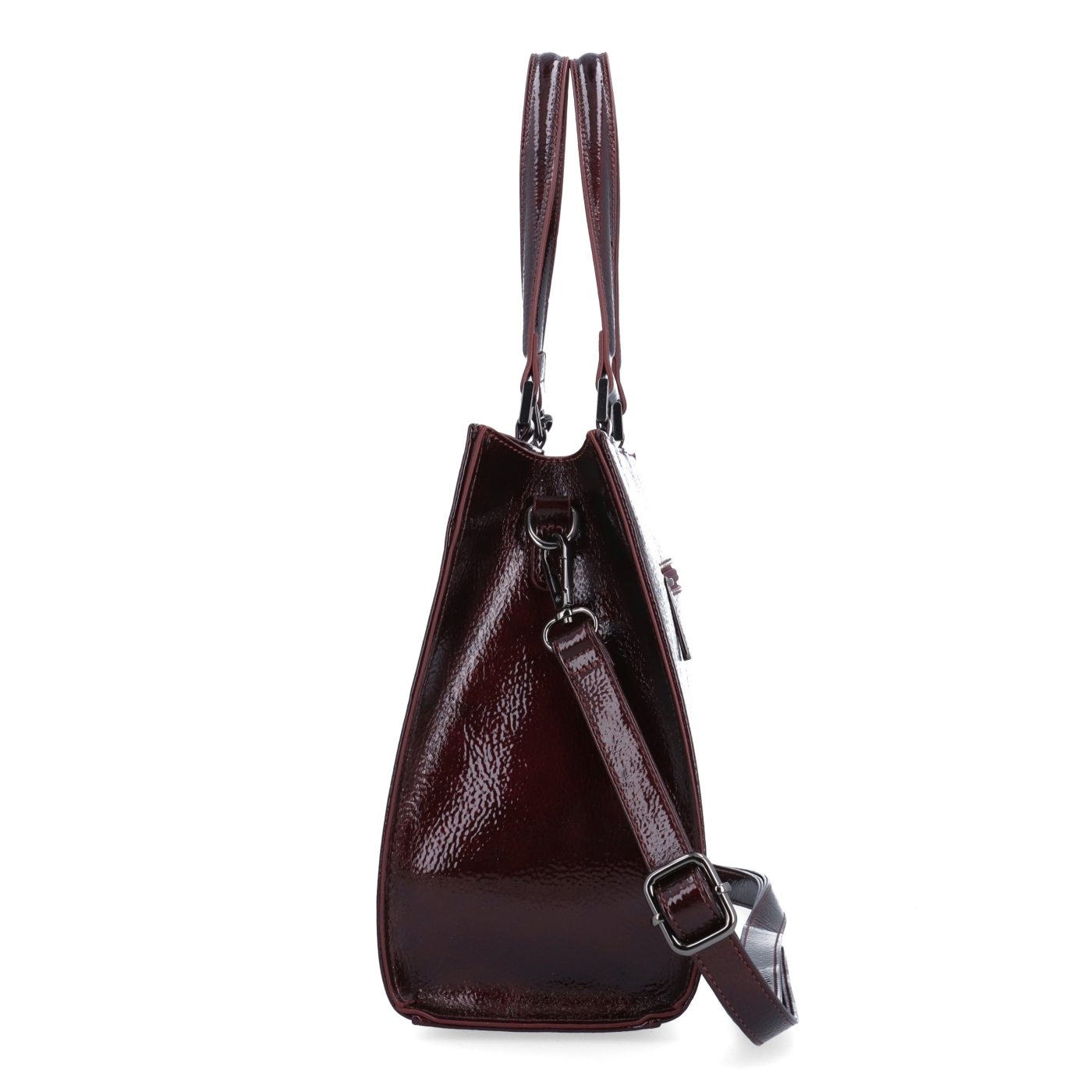 Kabelka do ruky s odnímateľným crossbody popruhom a príveskom Le Sands Le Sands materiál syntetická koža zapínanie na zips farba vínová veľkosť stredná 4638 BO Z boku