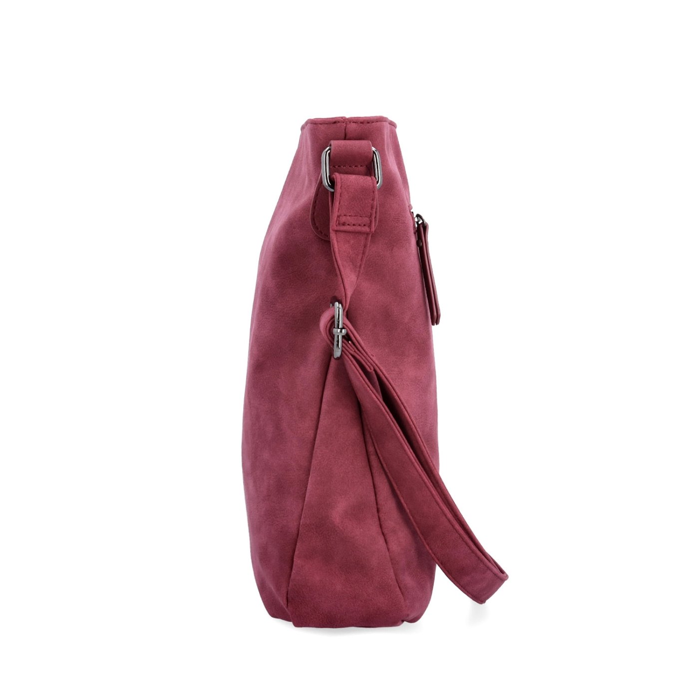 Štýlová crossbody kabelka s čistým dizajnom Tangerin materiál syntetická koža zapínanie na zips farba vínová veľkosť stredná 1101 BO Z boku