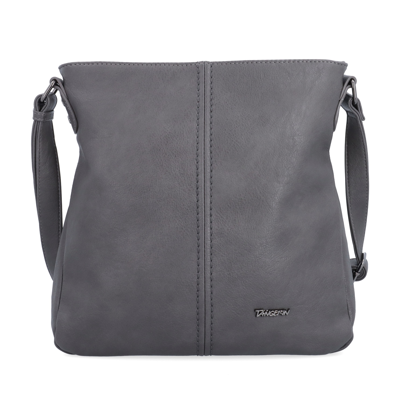Crossbody kabelka s jednoduchým prešívaním Tangerin materiál syntetická koža zapínanie na zips farba sivá veľkosť stredná 8003 TS Spredu