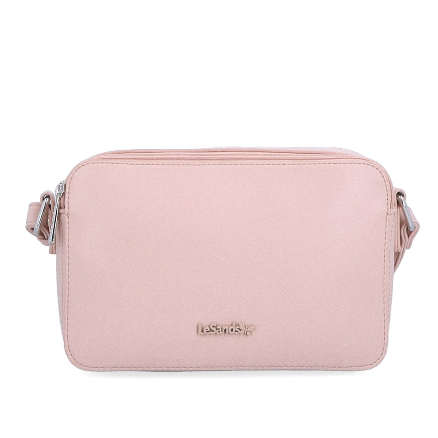 Praktická crossbody kabelka s dvoma vreckami Le Sands materiál syntetická koža zapínanie na zips farba ružová veľkosť malá 7717 R Spredu