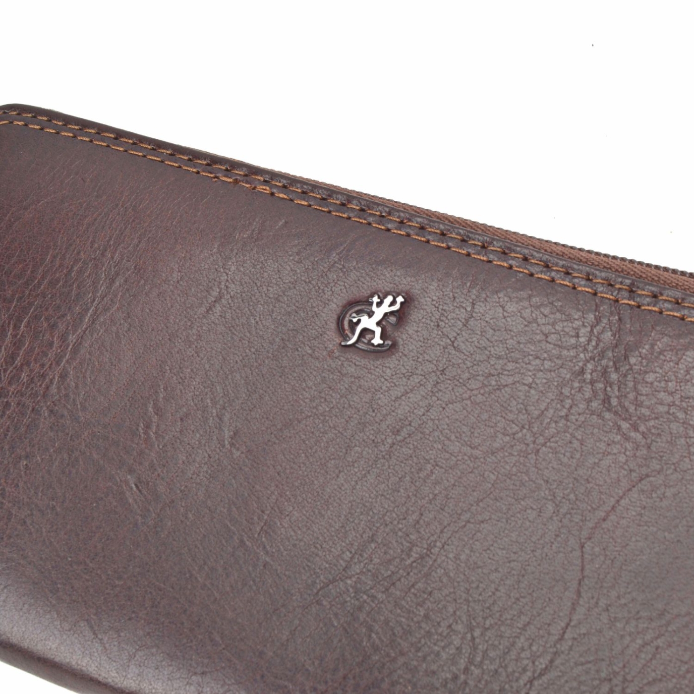Kožená peňaženka peračník Cosset materiál kože zapínanie na zips farba hnedá veľkosť veľká 4492 Komodo H Logo