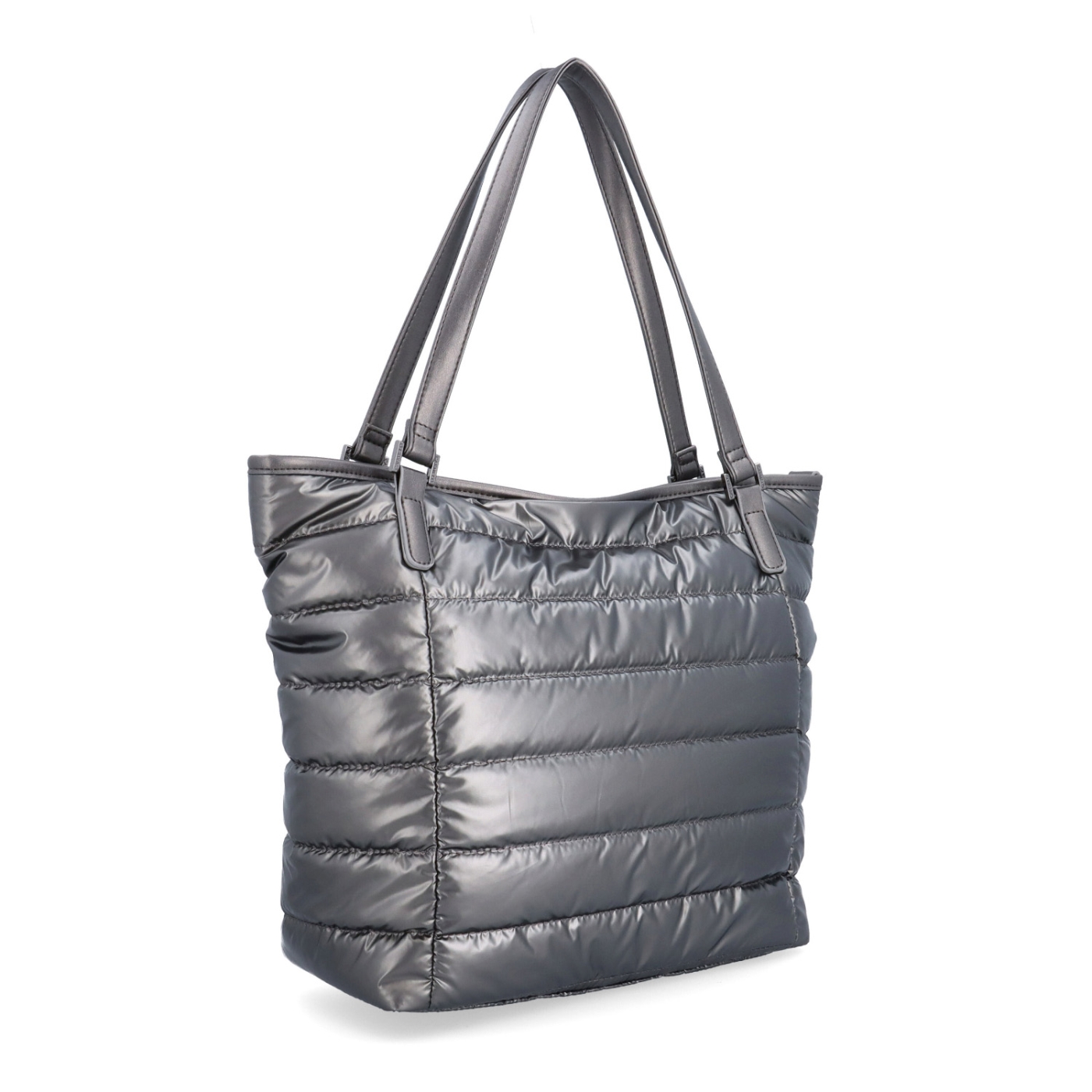 Shopperka cez rameno z nadýchaného materiálu Carmelo materiál nylon zapínanie na zips farba metalíza veľkosť veľká 4385 TI
