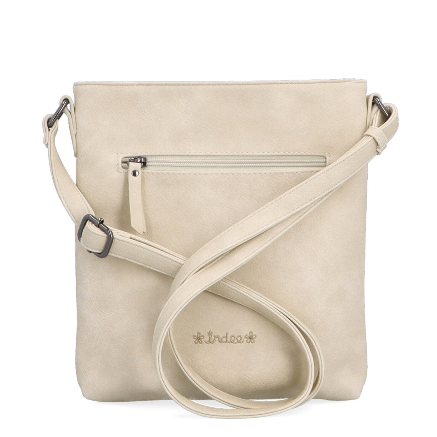 Stredne veľká crossbody kabelka s motívom Indee materiál syntetická koža zapínanie na zips farba béžová veľkosť malá 6329 BE Zozadu