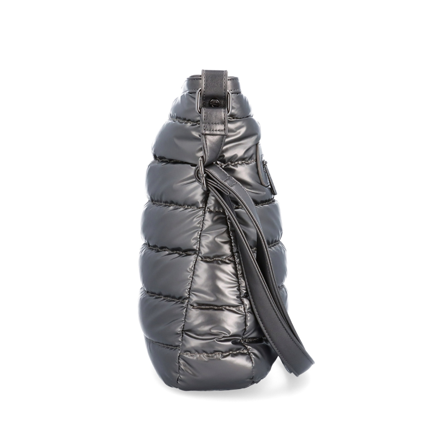 Moderná dámska kabelka z nadýchaného nylonu Carmelo materiál nylon zapínanie na zips farba metalíza veľkosť stredná 4382 TI Z boku