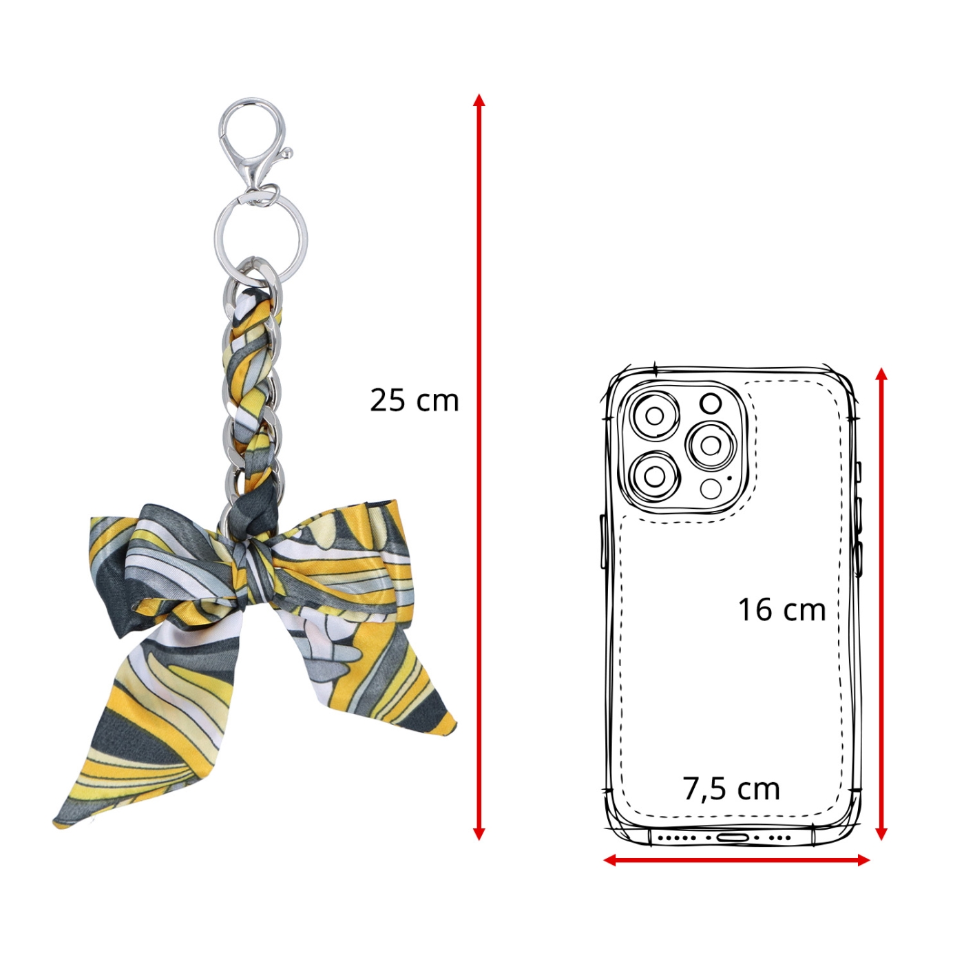 Prívesok na kabelku s mašľou a karabínkou Indee materiál textil farba multicolor D013
