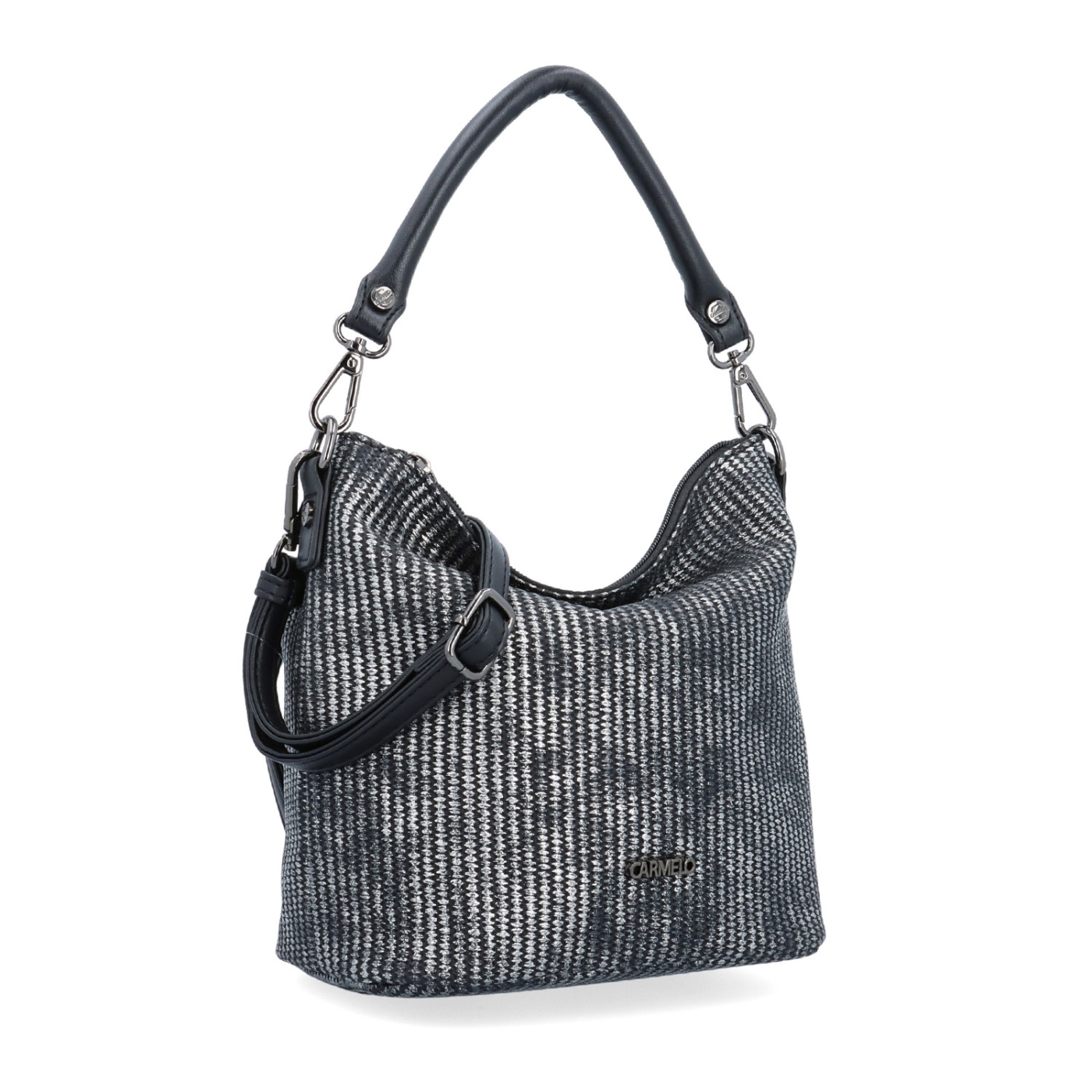 Štýlová crossbody kabelka s originálnym vzorom Carmelo materiál syntetická koža zapínanie na zips farba metalíza veľkosť malá 4380 STR