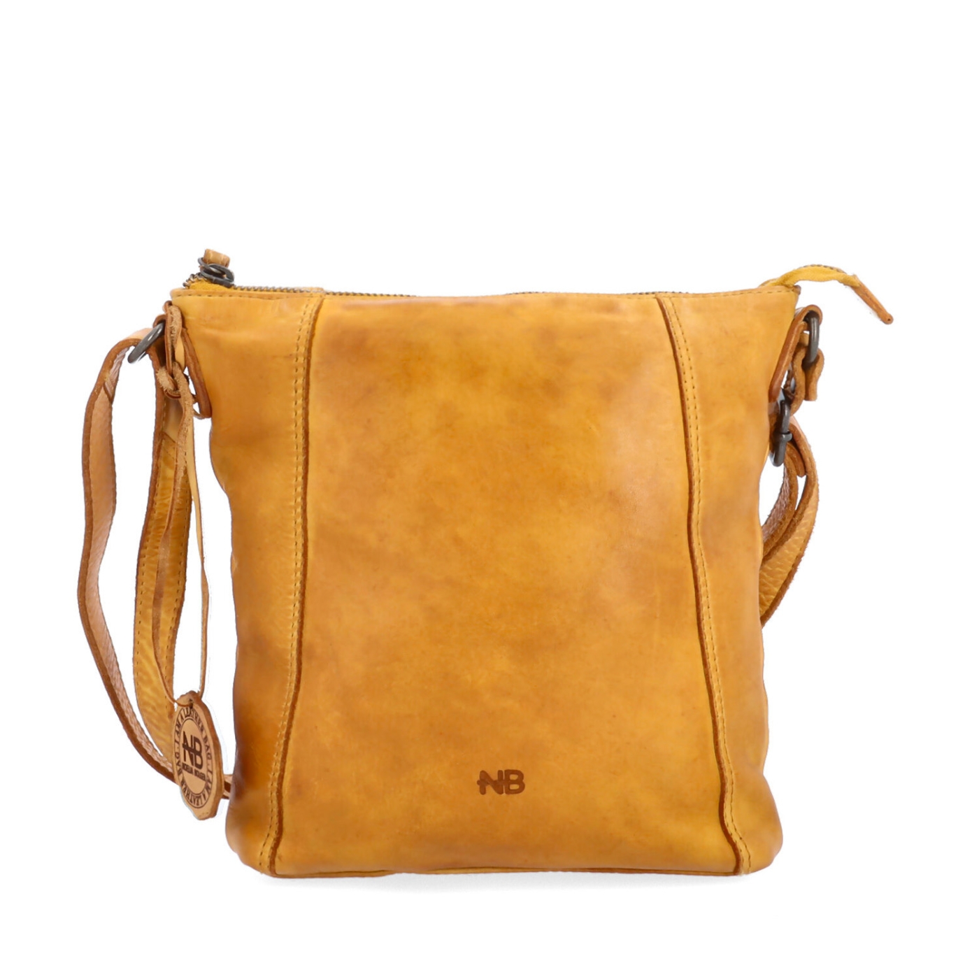 Malá kožená crossbody s prešívaním Noelia Bolger materiál kože zapínanie na zips farba žltá veľkosť malá NB 2086 ZLU Spredu