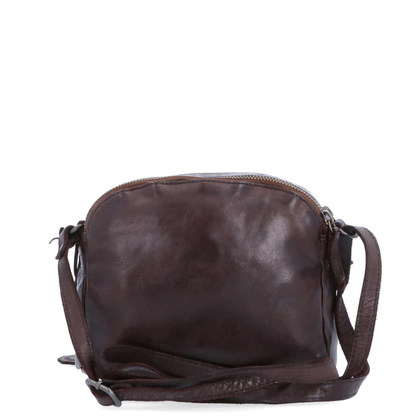 Kvalitná kožená crossbody kabelka Noelia Bolger materiál kože zapínanie na zips farba hnedá veľkosť malá NB 2408 H Zozadu