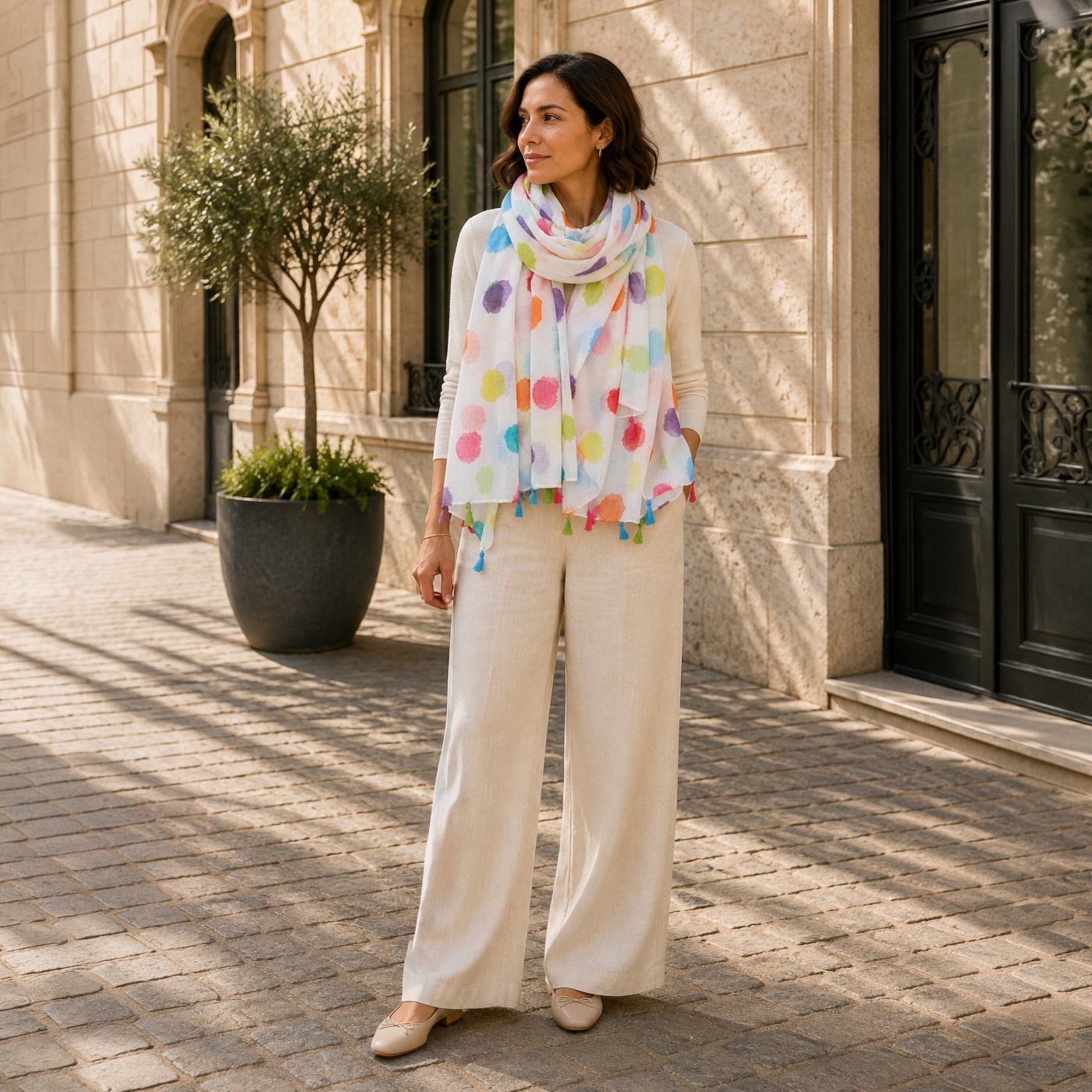 Ľahká šatka s originálnym vzorom Noelia Bolger materiál Viskóza a bavlna farba multicolor KL506 - 09