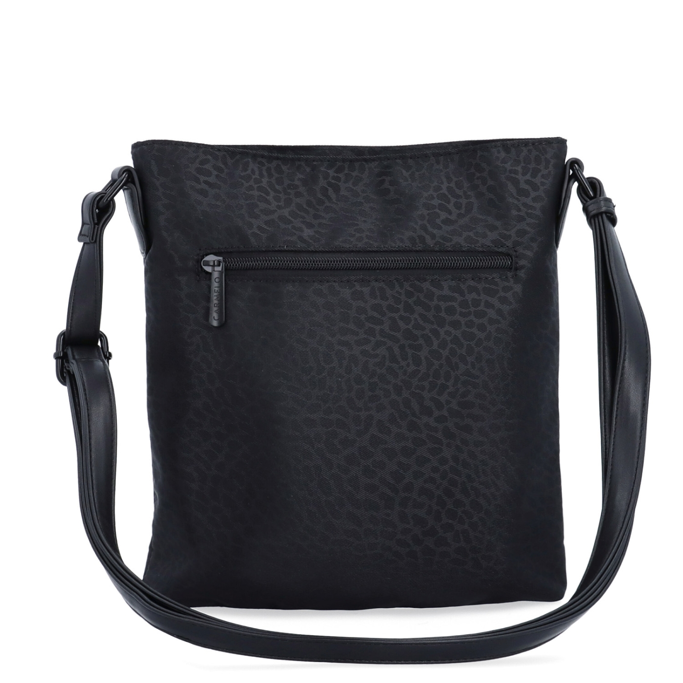 Štýlová dámska crossbody kabelka z nylonu Carmelo materiál nylon zapínanie na zips farba čierna veľkosť malá 6606 C LE Zozadu
