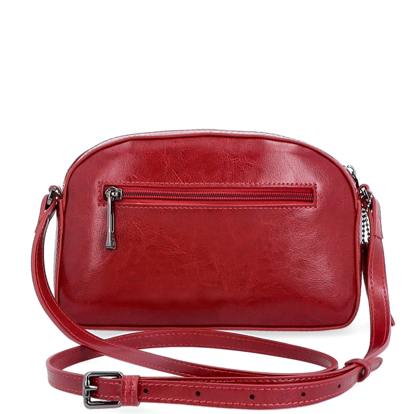 Malá minimalistická kožená crossbody kabelka Noelia Bolger materiál kože zapínanie na zips farba červená veľkosť malá NB 0106 TCV Zozadu