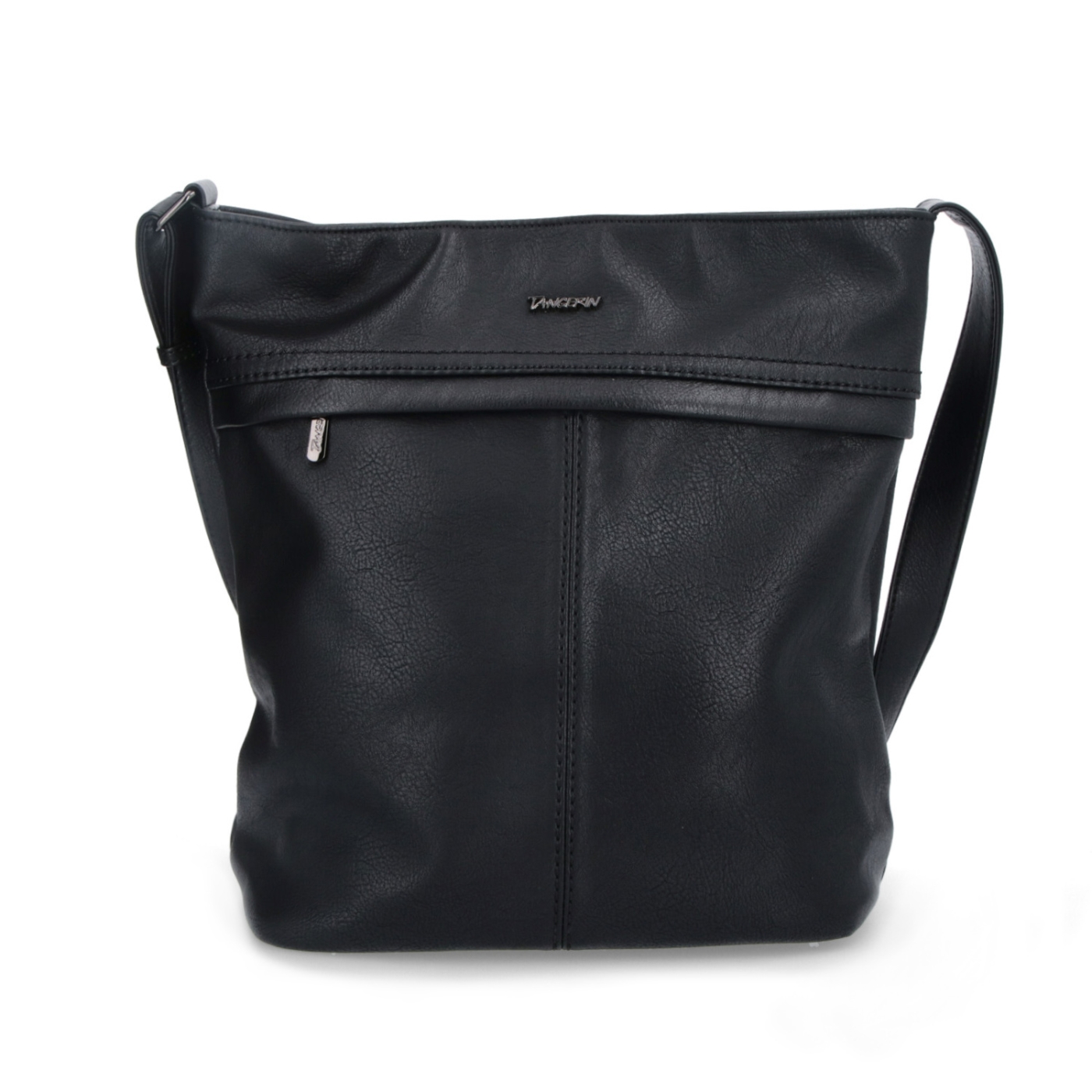 Veľká crossbody kabelka z mäkkej syntetickej kože Tangerin materiál syntetická koža zapínanie na zips farba čierna veľkosť veľká 8001 C Spredu