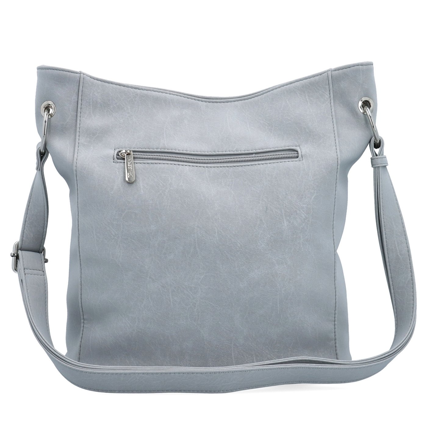 Mestská crossbody kabelka s hebkým povrchom a deleným vnútrom Tangerin materiál syntetická koža zapínanie na zips farba sivá veľkosť stredná 7015 SS Zozadu