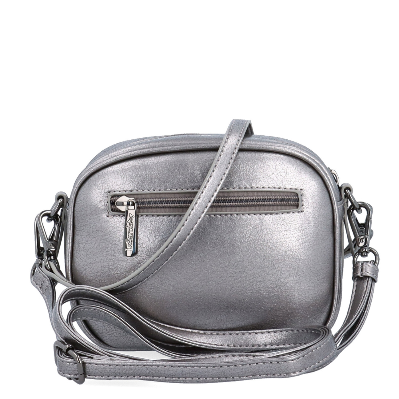 Malá crossbody kabelka s odopínateľným popruhom Le Sands materiál syntetická koža zapínanie na zips farba metalíza veľkosť malá 4370 TI Zozadu