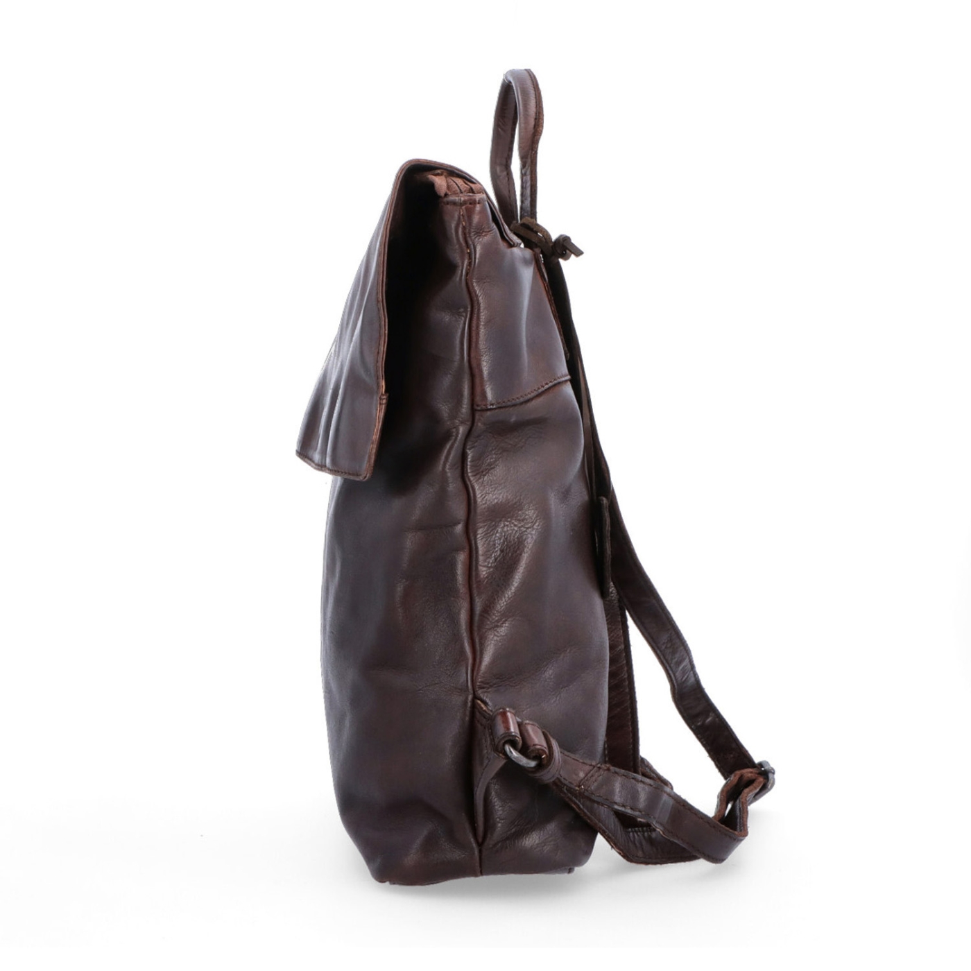 Kožený batoh s chlopňou vo vintage štýle Noelia Bolger materiál kože zapínanie na zips farba hnedá veľkosť stredná NB 2014 H Z boku