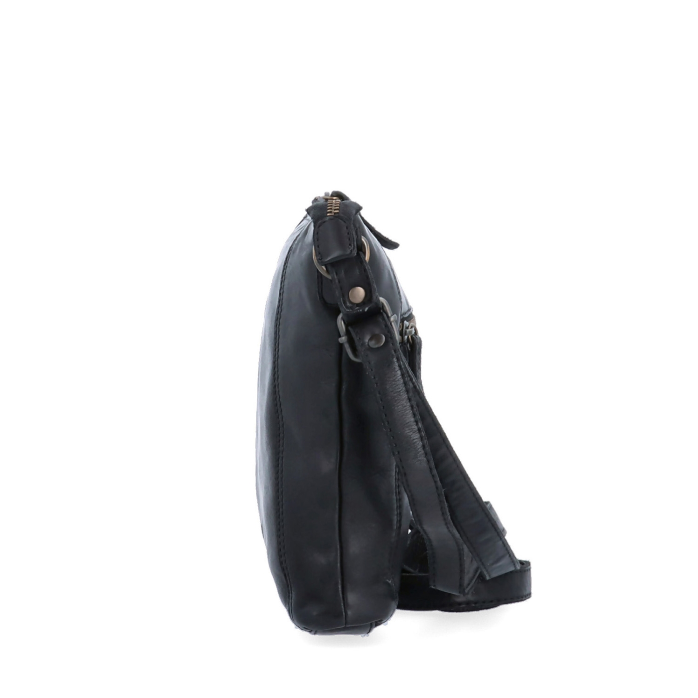 Malá kožená crossbody s prešívaním Noelia Bolger materiál kože zapínanie na zips farba čierna veľkosť malá NB 2086 C Z boku