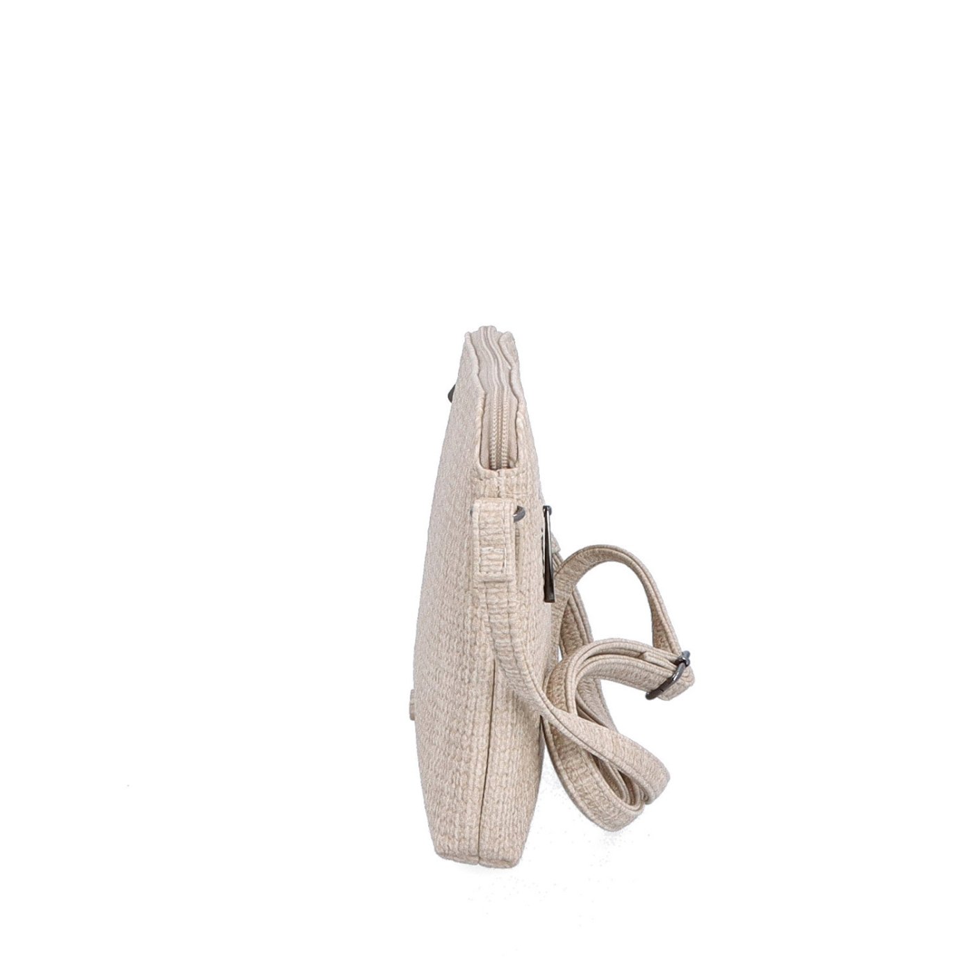 Malá crossbody kabelka s jemným elegantným vzorom Carmelo materiál syntetická koža zapínanie na zips farba béžová veľkosť malá 4337 BE Z boku