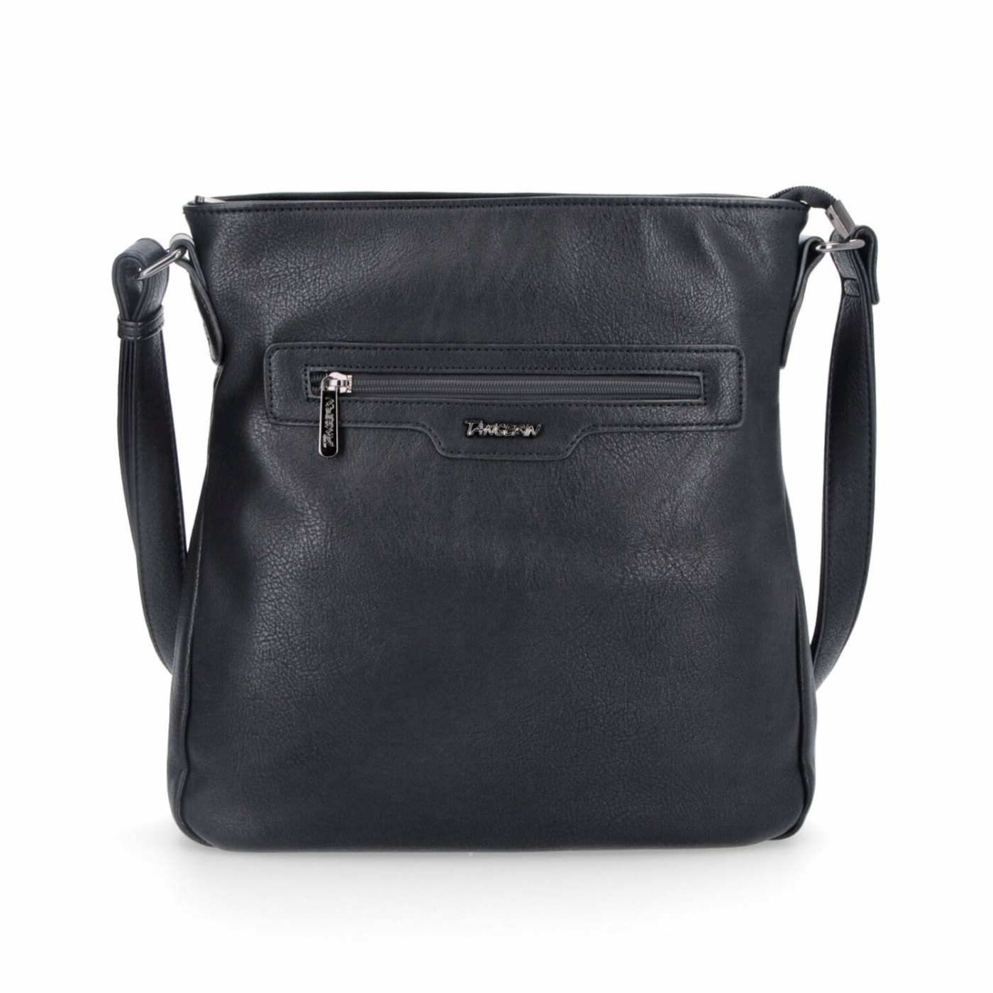 Crossbody kabelka s vonkajšími vreckami Tangerin materiál syntetická koža zapínanie na zips farba čierna veľkosť stredná 8008 C Spredu