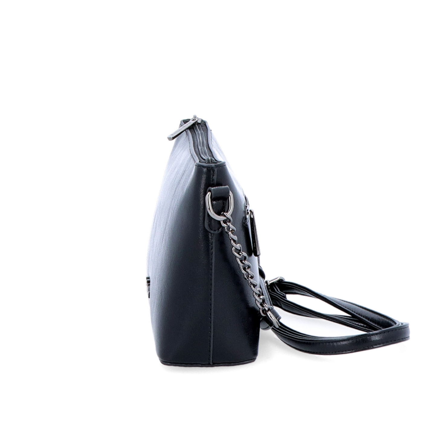 Spoločenská crossbody kabelka s retiazkou Le Sands materiál syntetická koža zapínanie na zips farba čierna veľkosť malá 7708 C Z boku