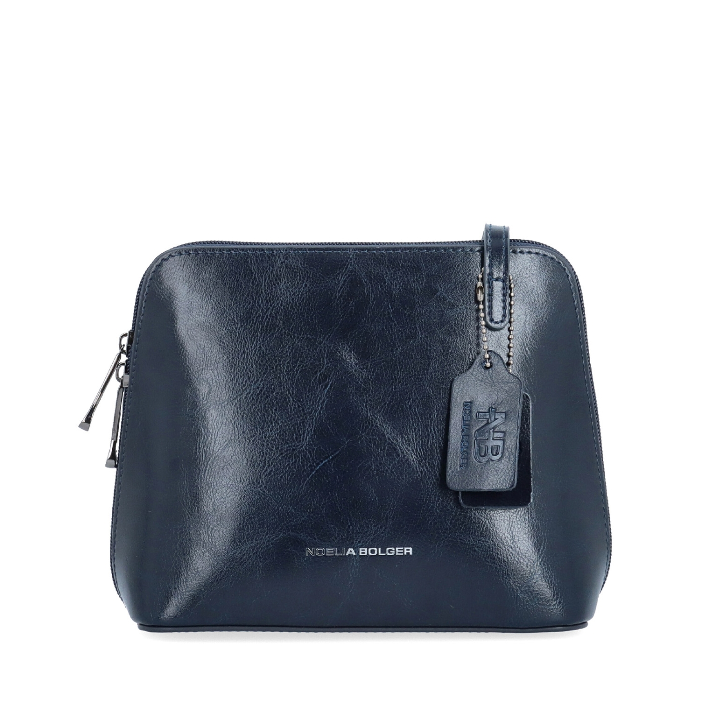 Kožená crossbody kabelka s premysleným členením Noelia Bolger materiál kože zapínanie na zips farba modrá veľkosť malá NB 0115 TM Spredu
