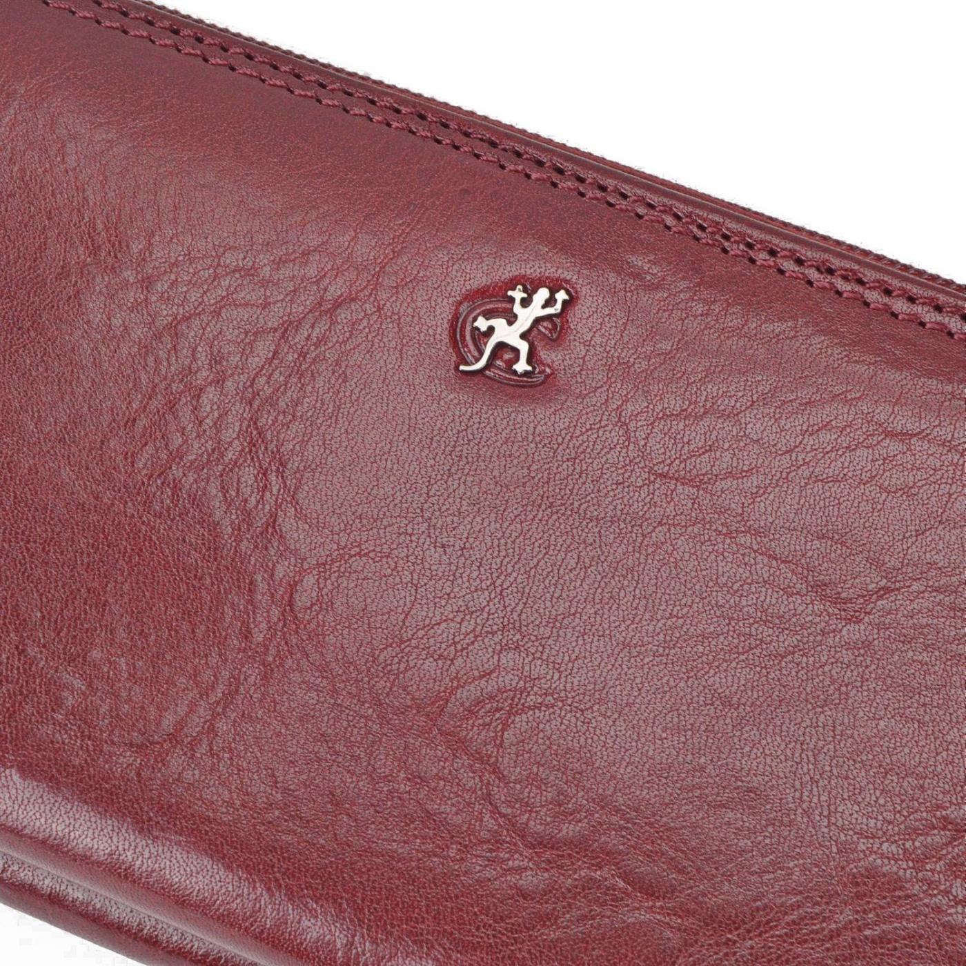 Kožená peňaženka peračník Cosset materiál kože zapínanie na zips farba vínová veľkosť veľká 4401 Komodo BO Logo