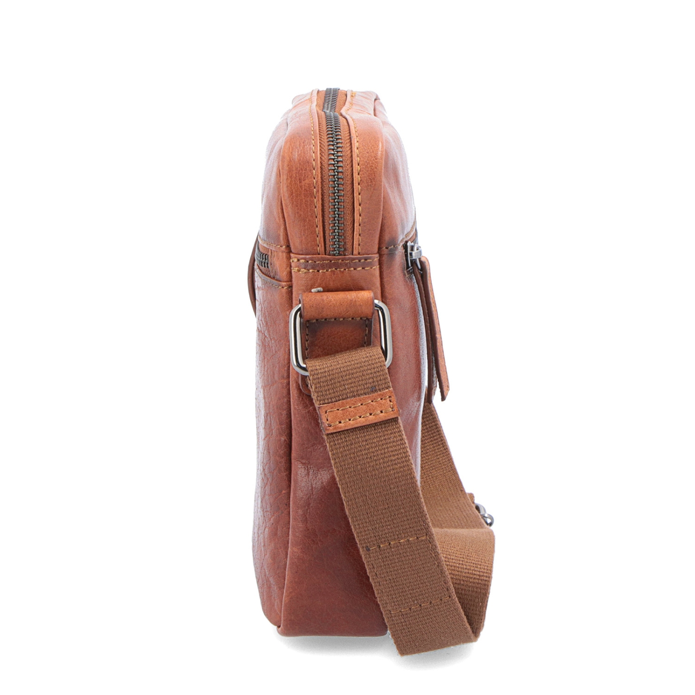 Kožená crossbody taška Poyem materiál kože farba koňaková veľkosť malá 2206 Poyem KO Z boku